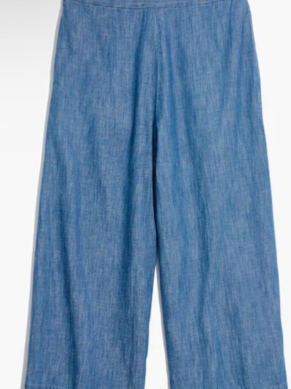 GUC Madewell Chambray Huston Pull-On Crop Pants Wide Leg Linen Blend Size Medium